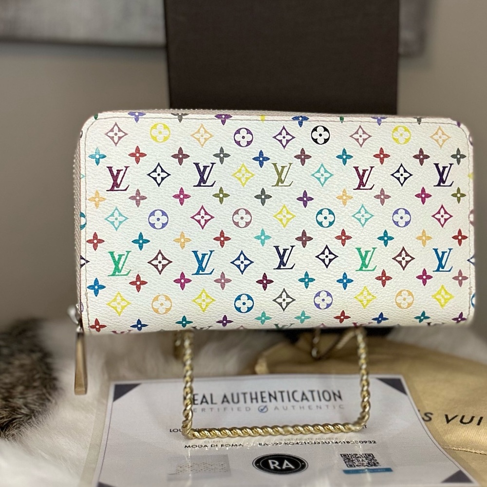 PRICE DROP! LOUIS VUITTON MONOGRAM MURAKAMI WHITE MULTICOLOR LONG ZIPPY WALLET